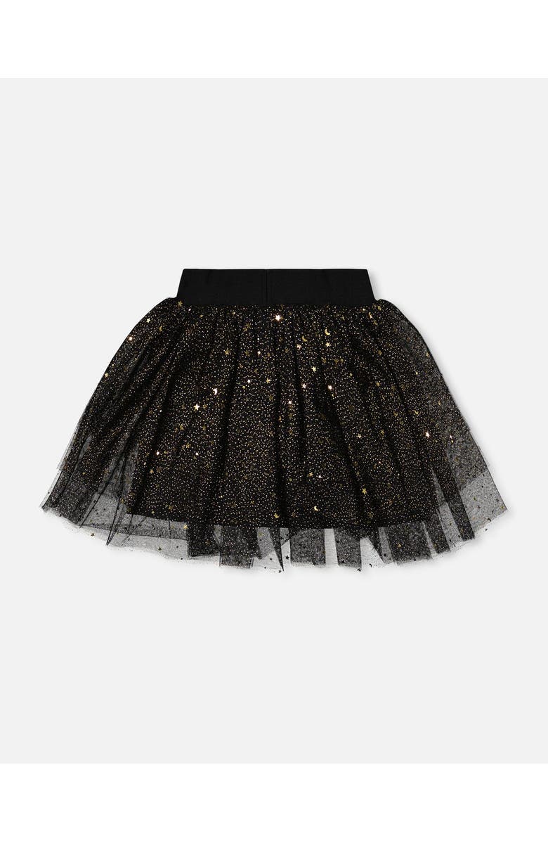 Deux par Deux Multi Layer Glittering Mesh Skirt, Main, color, Black