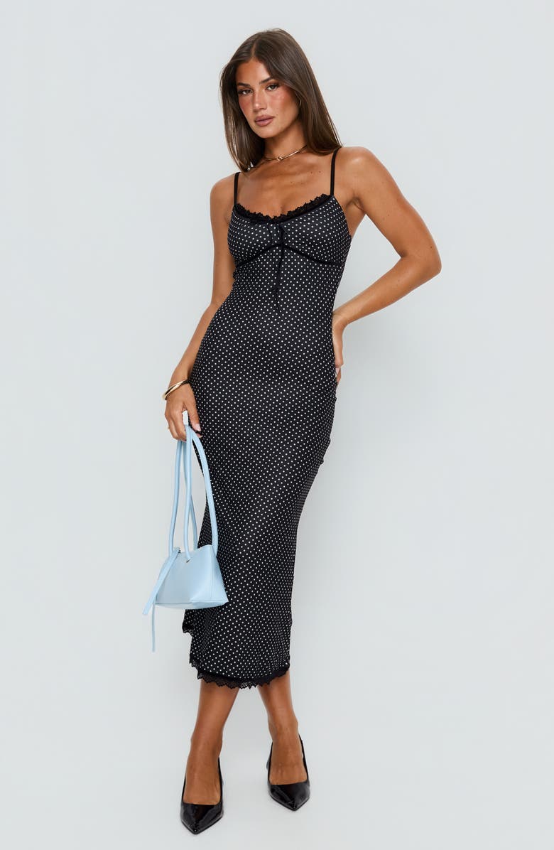 Princess Polly Delaney Polka Dot Lace Trim Dress, Alternate, color, 