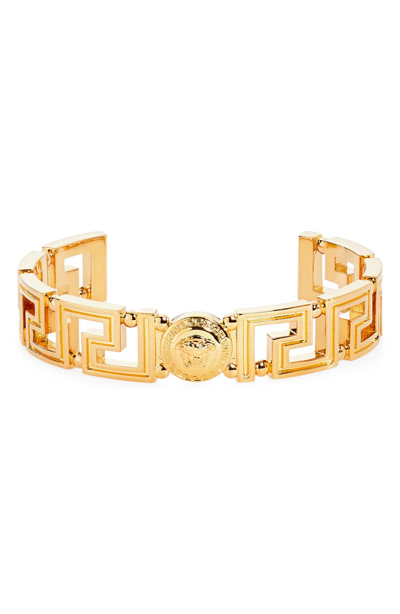 Versace Medusa Greca Cuff Bracelet, Main, color,