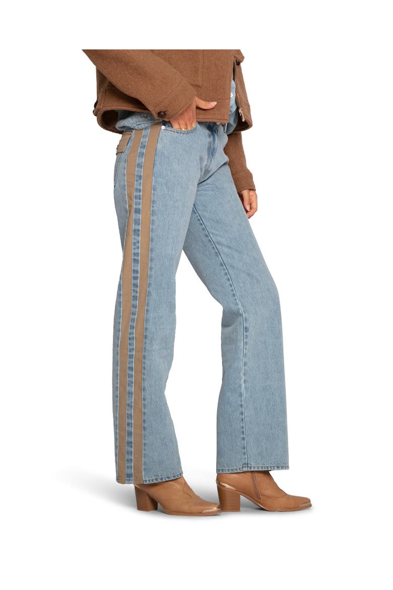 Rebel Mid Rise Side Stripe Denim Jeans, Alternate, color, Blue