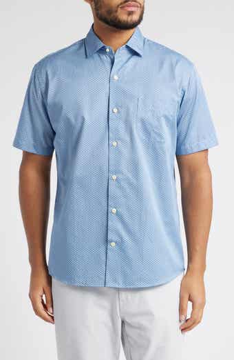 Peter Millar Graham Microprint Short Sleeve Cotton Button-Up Shirt