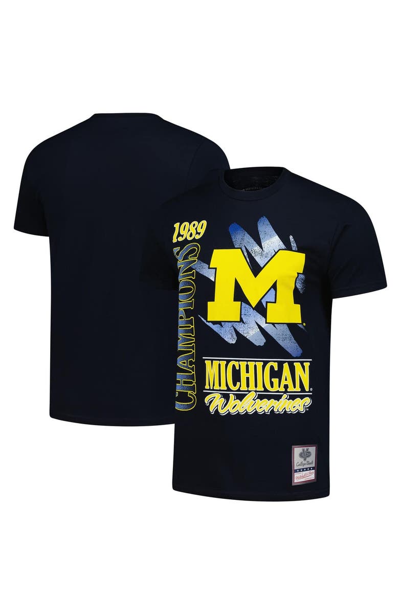 Mitchell & Ness Men's Mitchell & Ness  Navy Michigan Wolverines Retro Brush Mineral Wash T-Shirt, Alternate, color, Navy