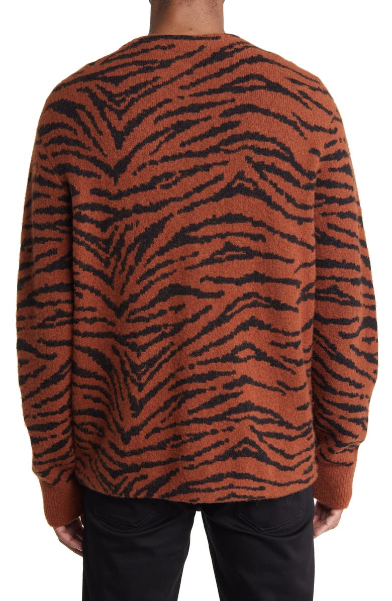 AllSaints Catt Tiger Stripe Bouclé Cardigan, Alternate, color, 