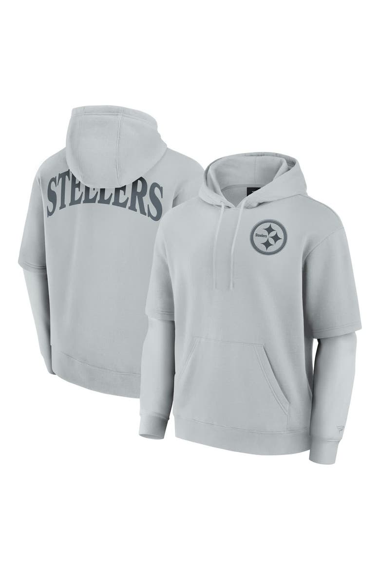 Unisex Fanatics  Gray Pittsburgh Steelers Sleek Elements Pullover Hoodie, Main, color, Gray