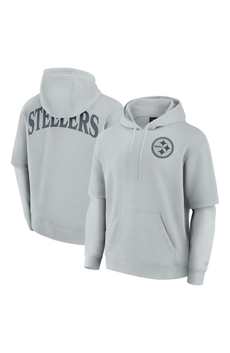 FANATICS Unisex Fanatics  Gray Pittsburgh Steelers Sleek Elements Pullover Hoodie, Main, color, Gray