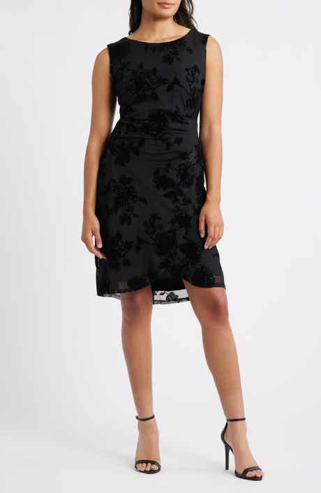 Flocked Faux Wrap Dress