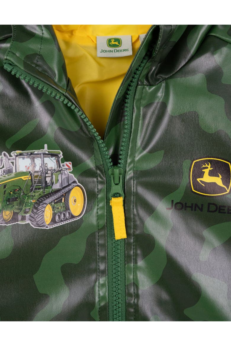 Hooded Zip-Up Rain Jacket, Alternate, color, Green Yellow Camo