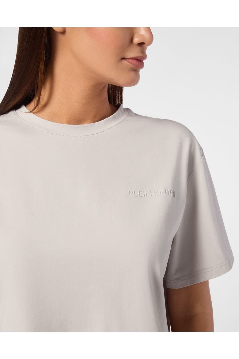 Cropped T-Shirt Round Neck Ss Comfort Women, Alternate, color, grey