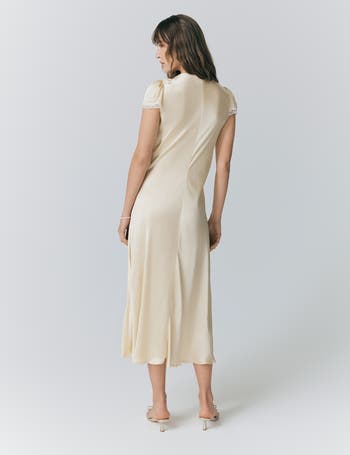 Lillie Lace Trim Satin Dress
