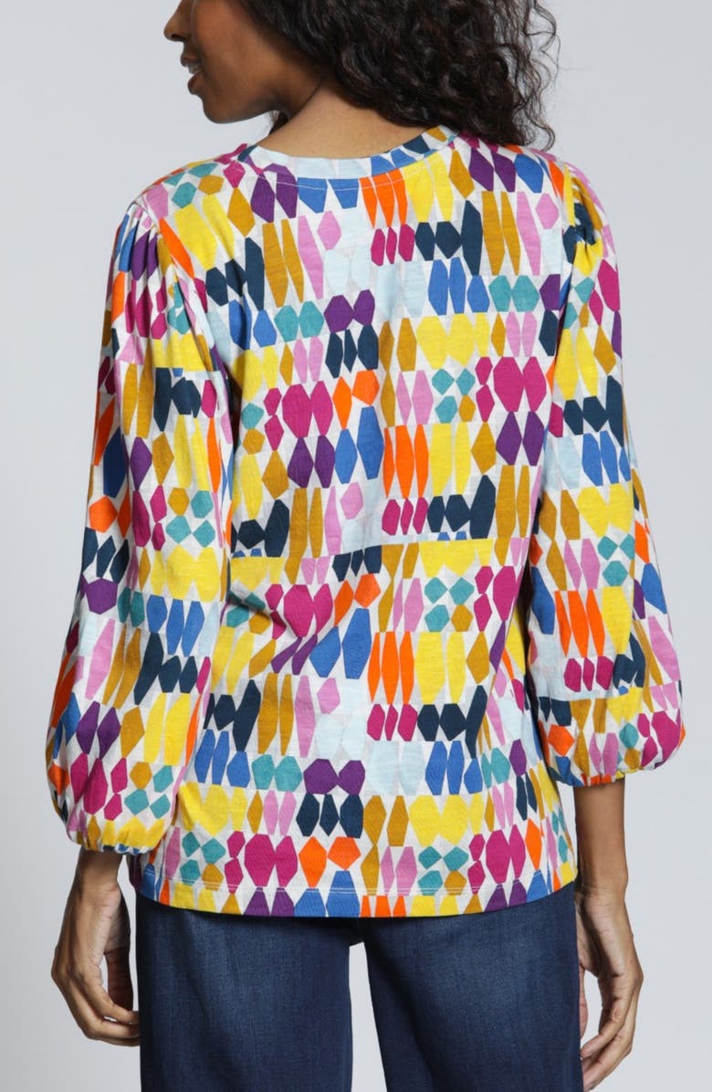 APNY Painted Pebbles Long Sleeve Cotton Knit Top, Alternate, color, Yellowpink Multi