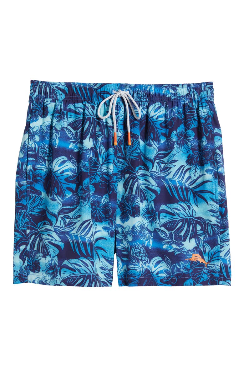 Naples Ocean Escape Floral Performance Swim Trunks, Alternate, color, ECLIPSE