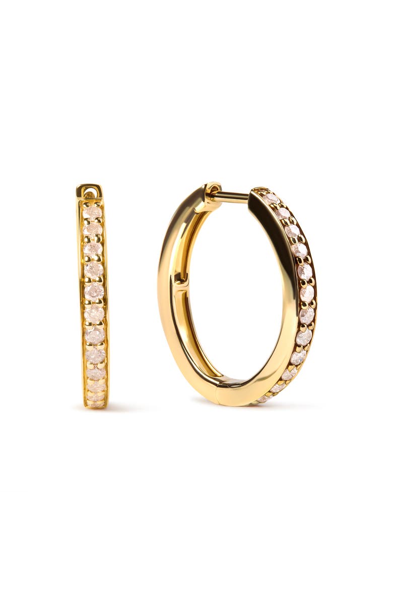 10K Yellow Gold 1/2 Ct RoundDiamond Hoop Earrings, Alternate, color, Yellow
