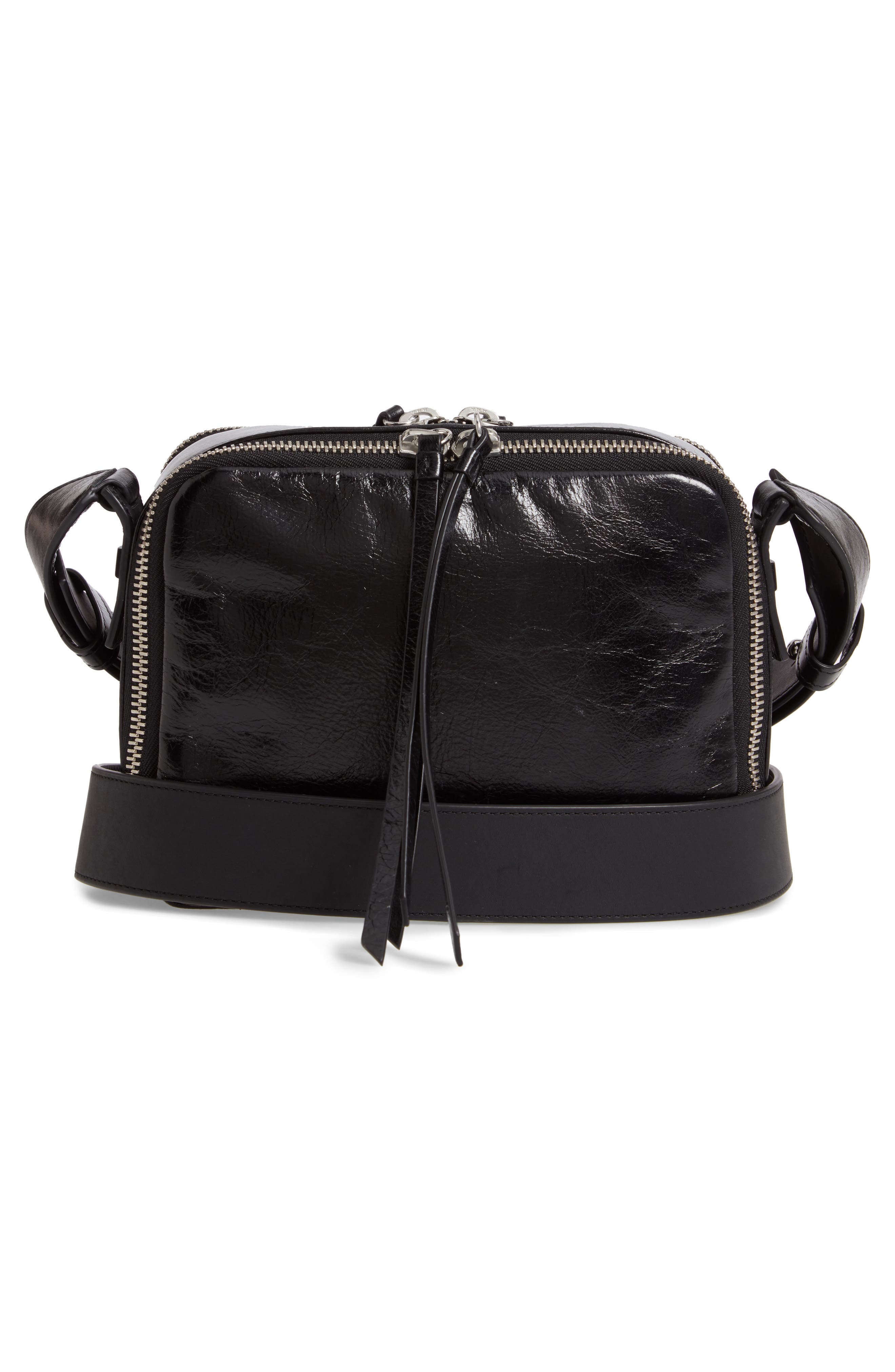 AllSaints Vincent Shiny Leather Crossbody Bag, Alternate, color, 