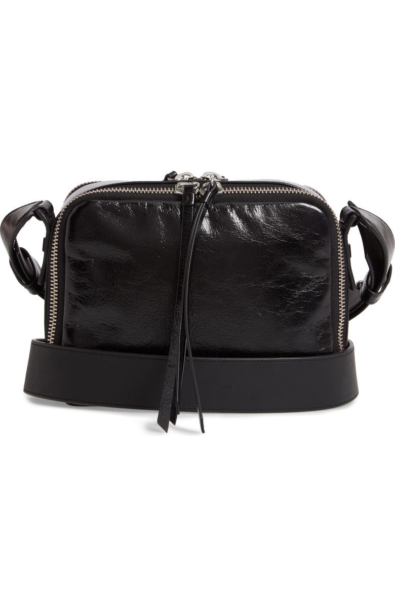 AllSaints Vincent Shiny Leather Crossbody Bag, Alternate, color,
