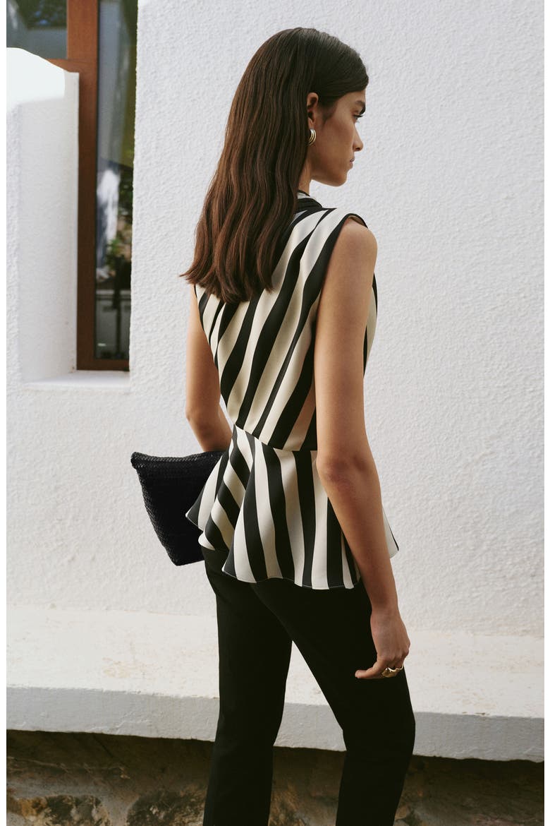 Stripe One-Shoulder Peplum Top, Alternate, color, ECRU