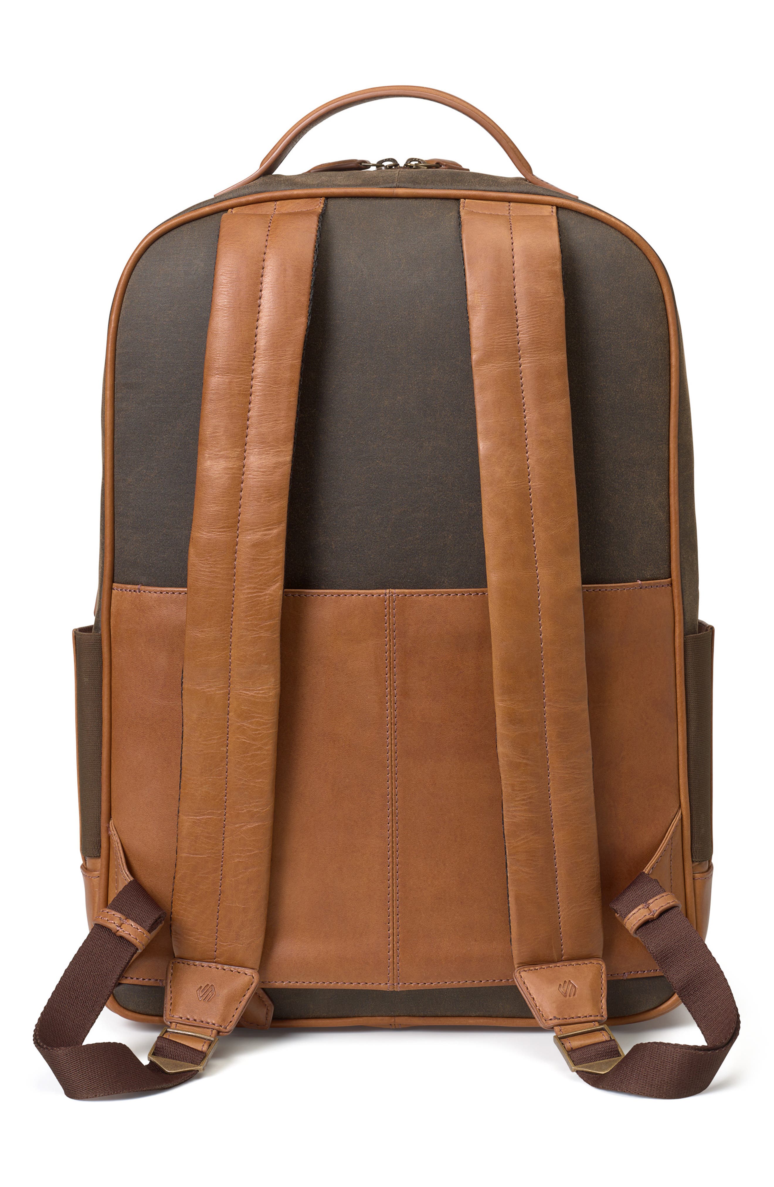 Johnston & Murphy Rhodes Cotton Canvas & Leather Backpack, Alternate, color, Brown Antique Cotton/ Tan Full