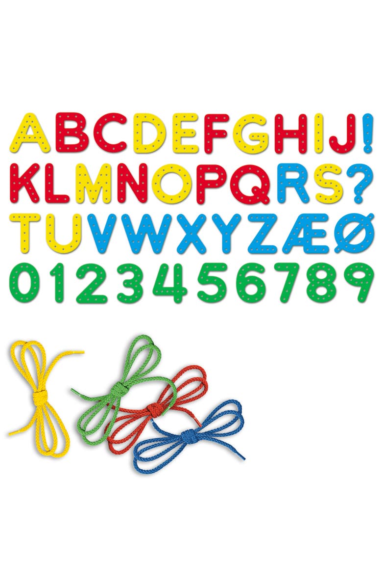 Quercetti Play Montessori Abc & 123 Lacing Set 53 Pieces, Alternate, color, Multicolored