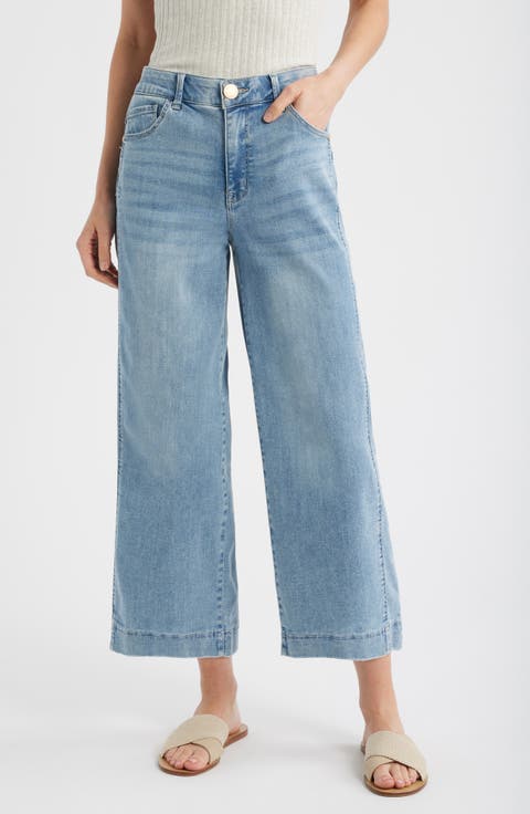 Skyrise Crop Wide Leg Jeans (Light Blue Artisanal) (Regular & Petite)