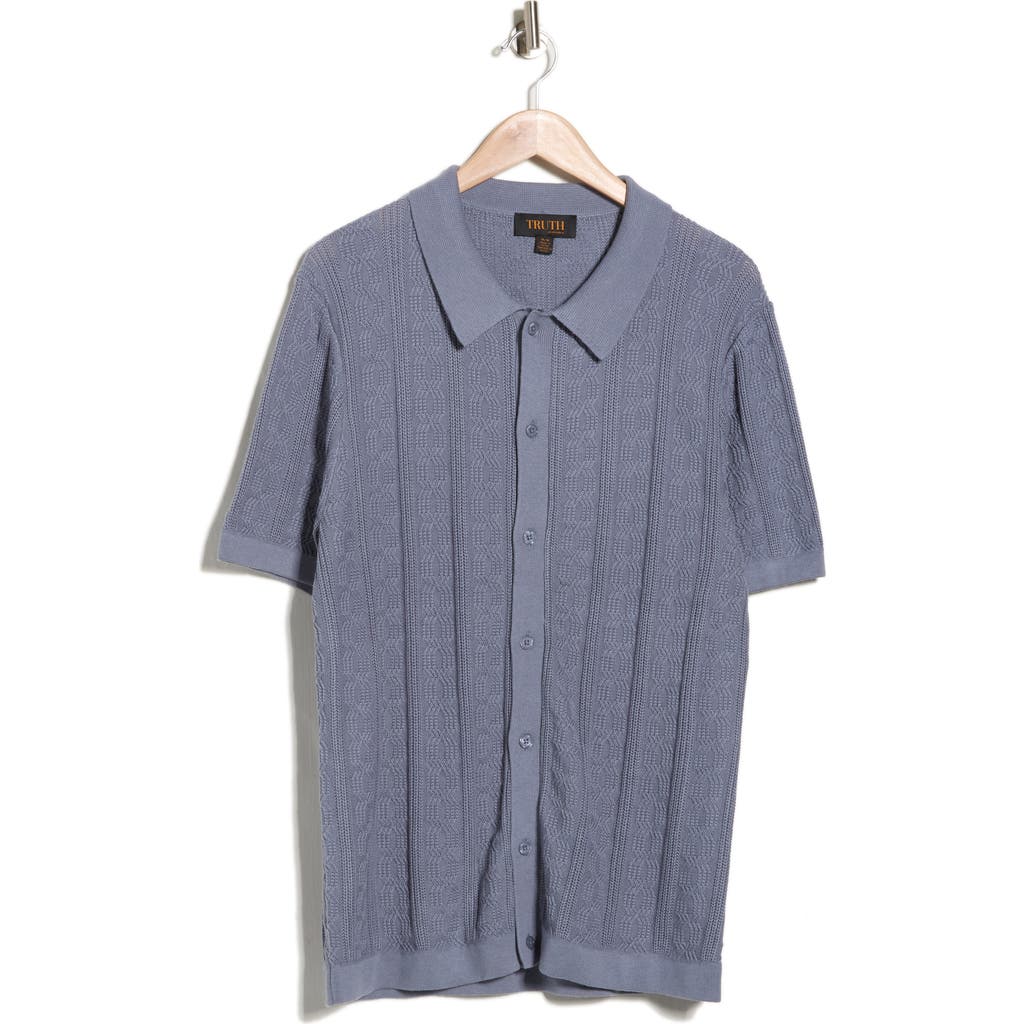 Truth Short Sleeve Cable Knit Button-up Shirt In Multi