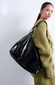 Topshop Whipstitch Trim Faux Leather Tote