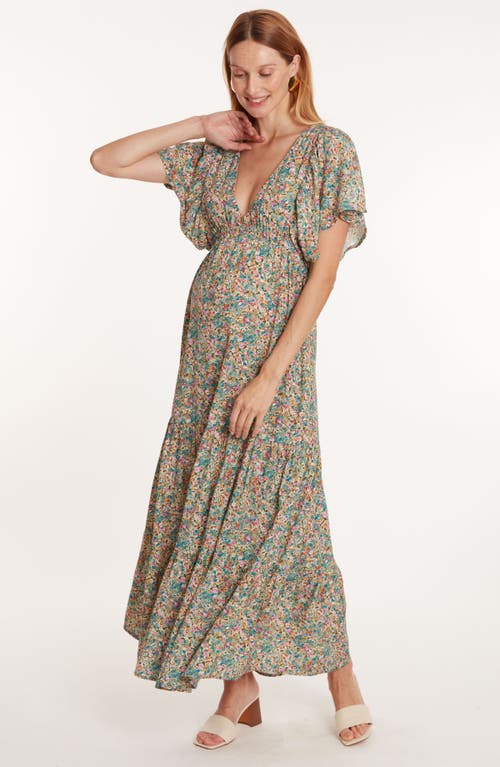 Cache Coeur Victoria Maternity And Nursing Maxi Dress In Multi