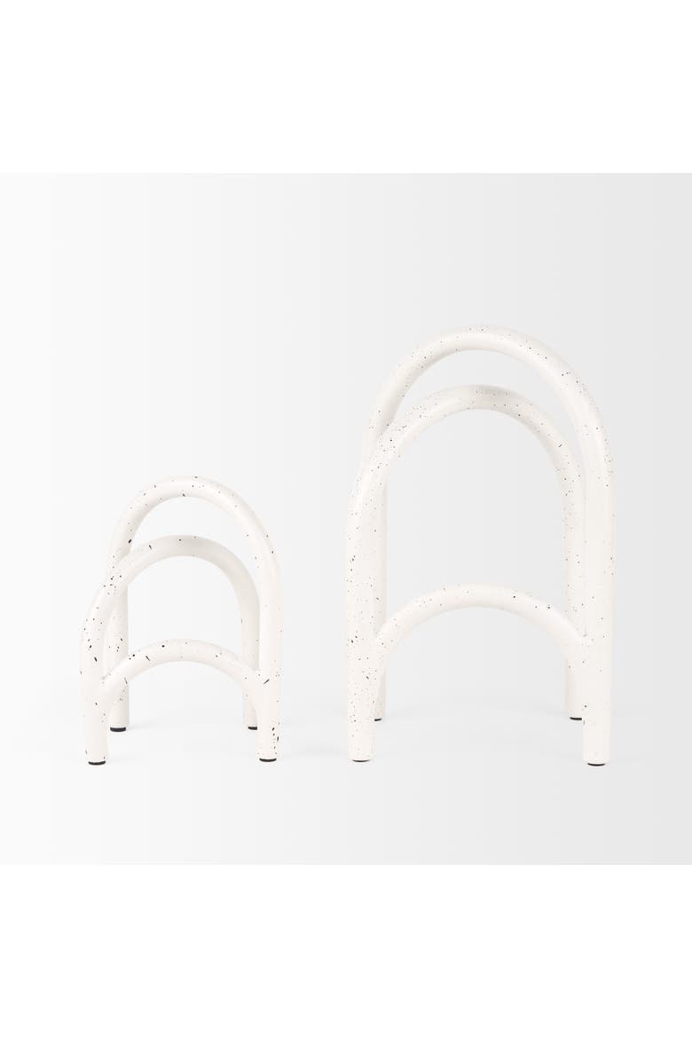 Springe White and Gray Speckled Arch Decorative Object, Alternate, color, White