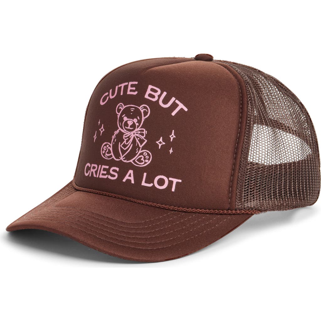Friday Feelin ' Cute But Cries A Lot Trucker Hat In Brown