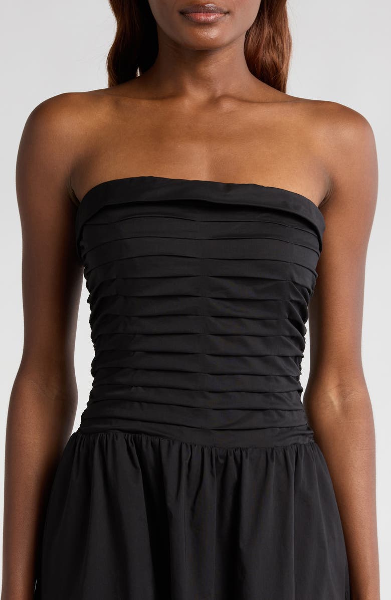 WAYF Olivia Pleated Bodice Convertible Strapless Cotton Midi Dress, Alternate, color, 