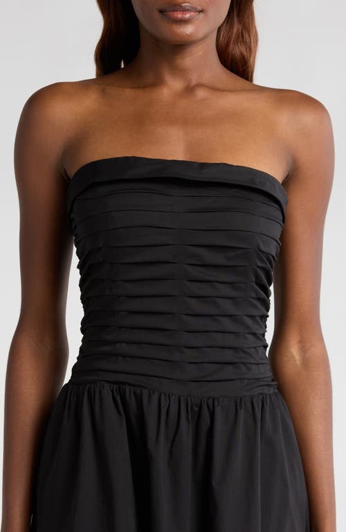 Wayf Olivia Pleated Bodice Convertible Strapless Cotton Midi Dress In Black