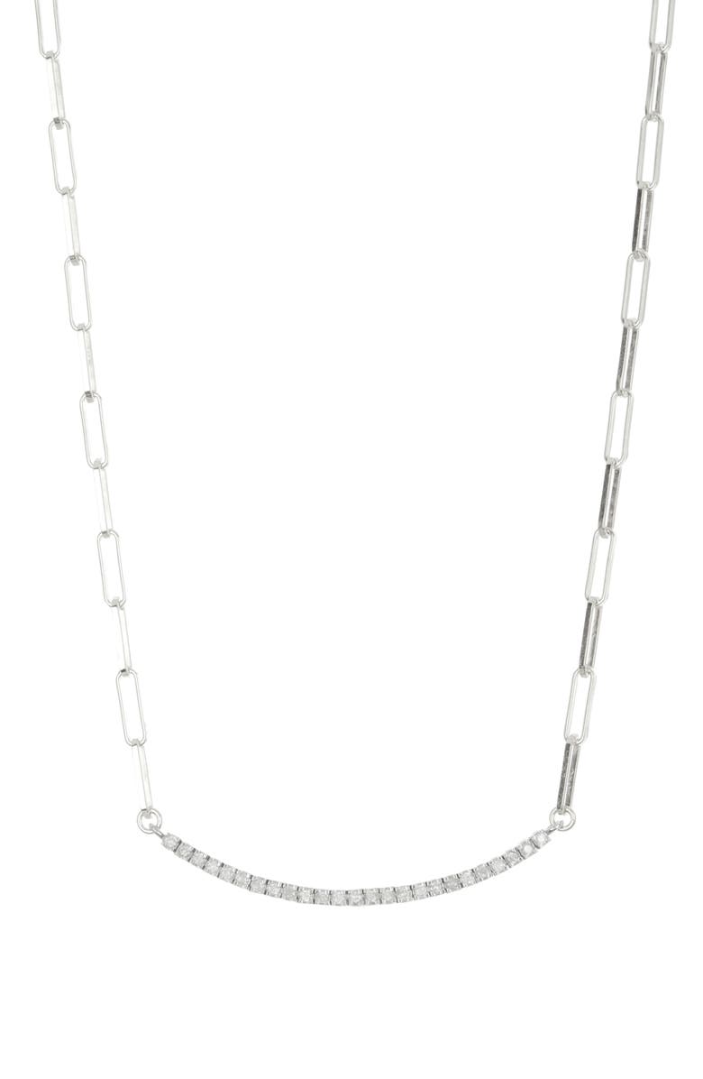 MESHMERISE Diamond Paperclip Link Necklace - 0.06ct., Main, color, White Gold