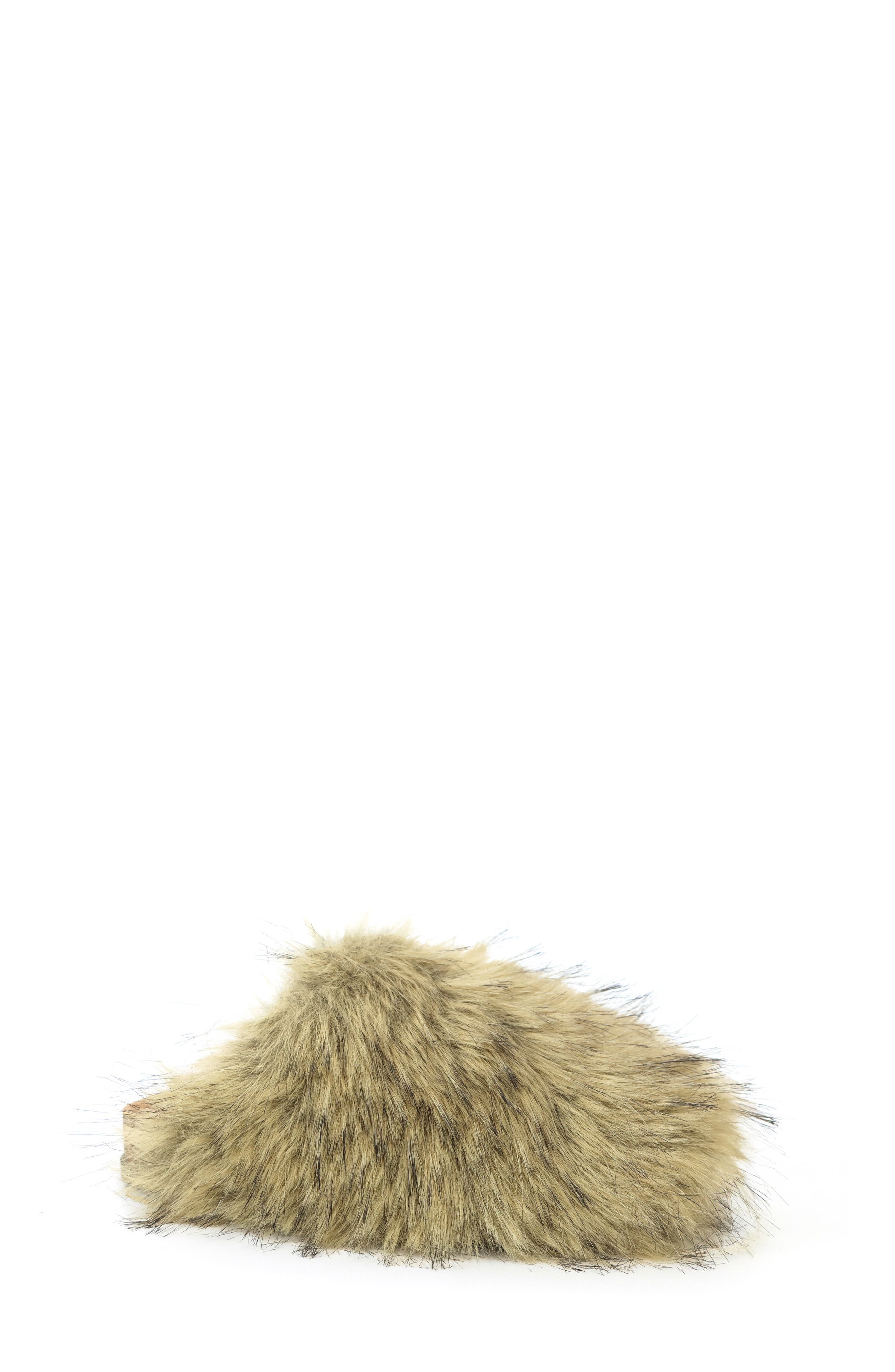 Kids' Lorena Faux Fur Slide, Main, color, SAND