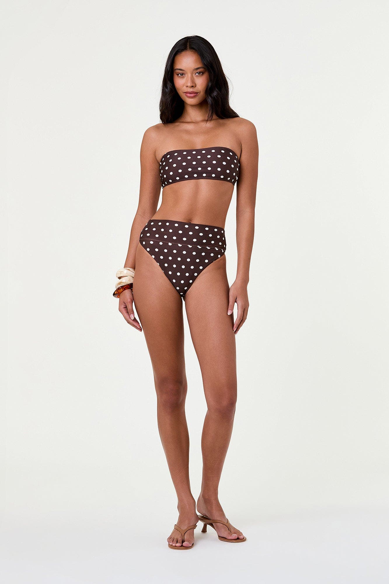 Espresso / Ivory Polka Dot
