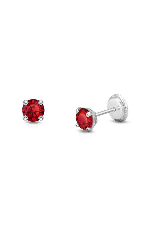 14K Gold 4mm Crystal Birthstone Studs Screw Back Earrings