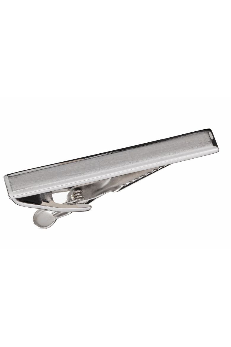 Matte Shiny Tie Bar, Main, color, Silver