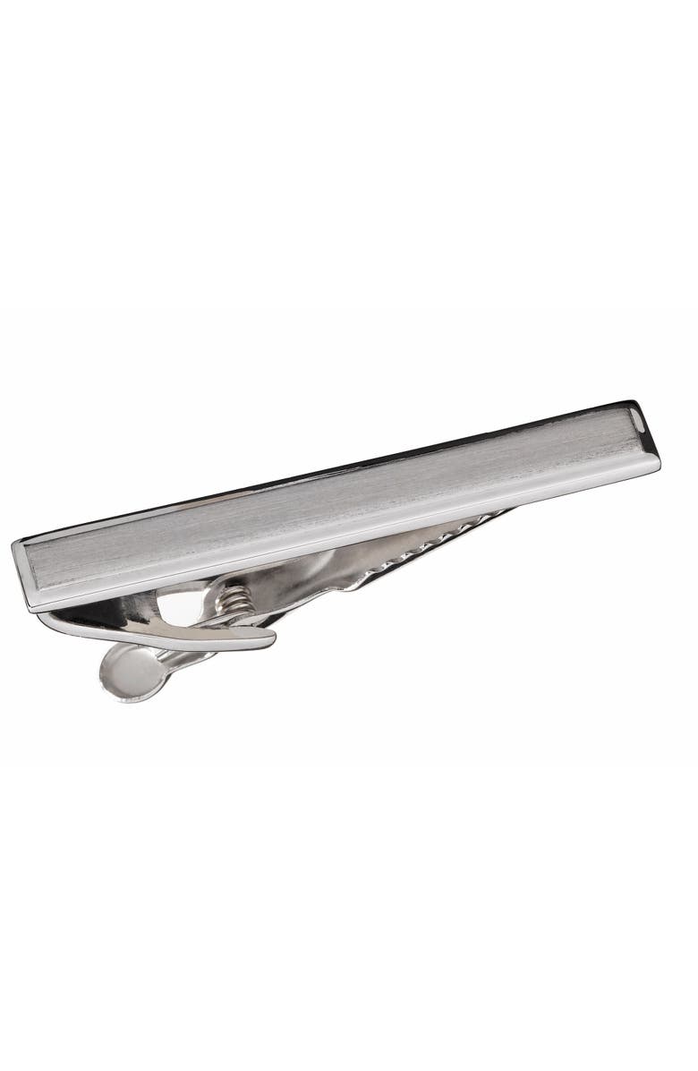 Link Up Matte Shiny Tie Bar, Main, color, Silver