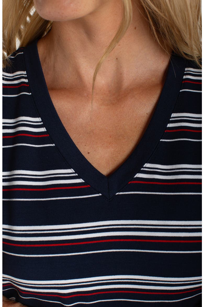 Short Sleeve V-Neck T-Shirt, Alternate, color, DARK NAVY/ WHITE/ RED STRIPE