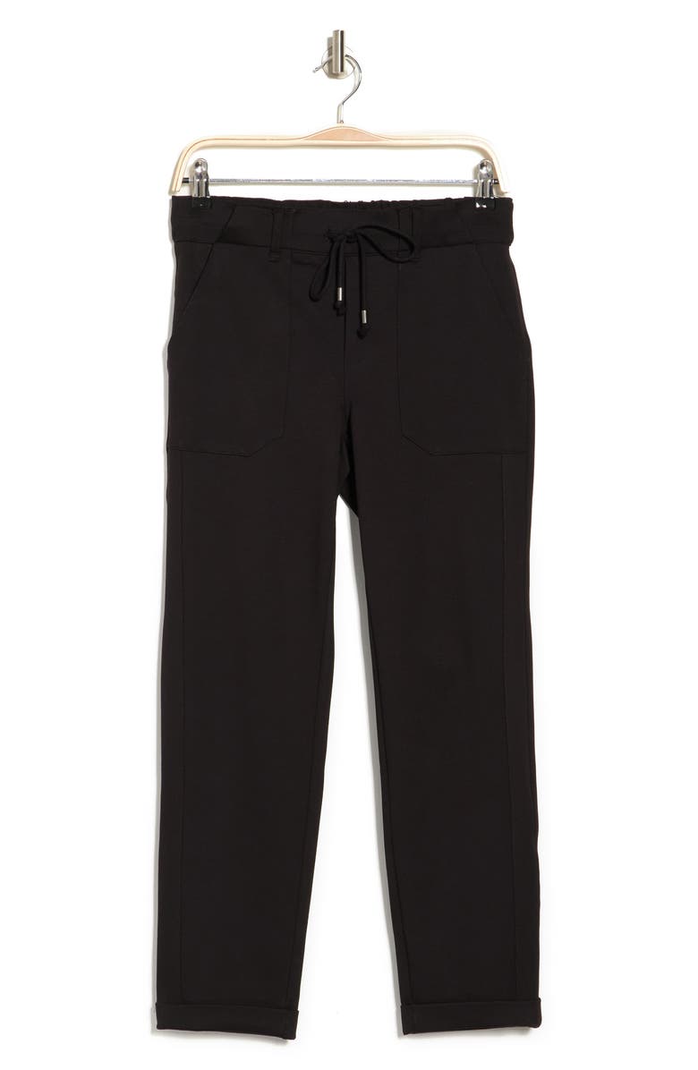 Democracy Ab Leisure High Rise Patch Pocket Utility Roll Cuff Drawstring Pants, Alternate, color, Black