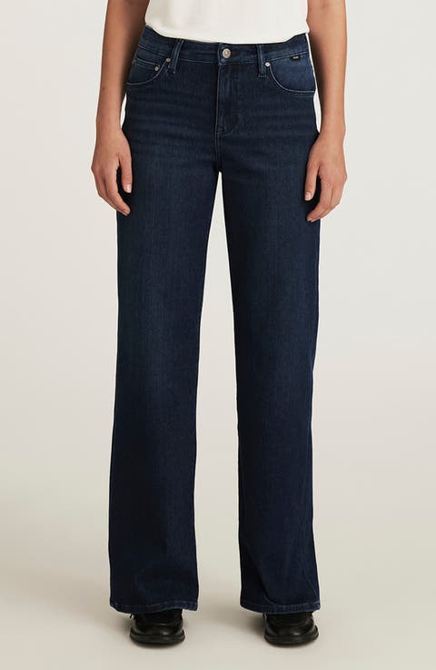 Sabrina Mid Rise Wide Leg Jeans (Dark Blue Move)
