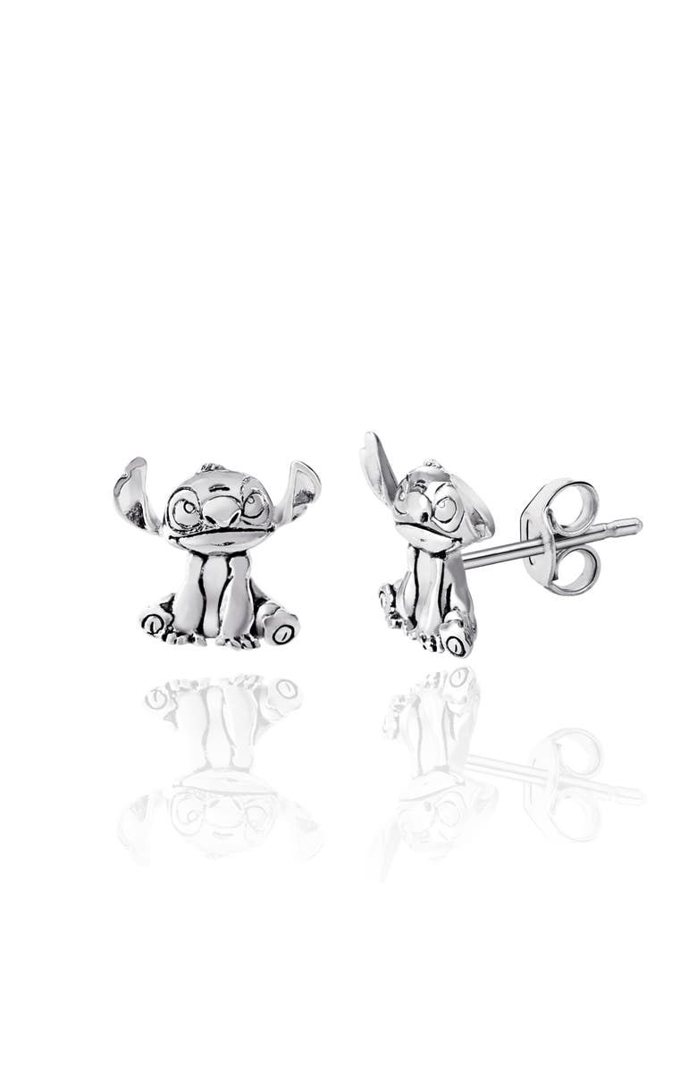 Disney Silver Plated Stitch Stud Earrings, Alternate, color, Silver