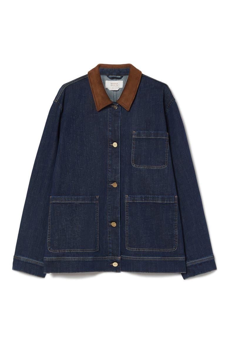 Contrast Collar Denim Jacket, Alternate, color, MIDNIGHT BLUE