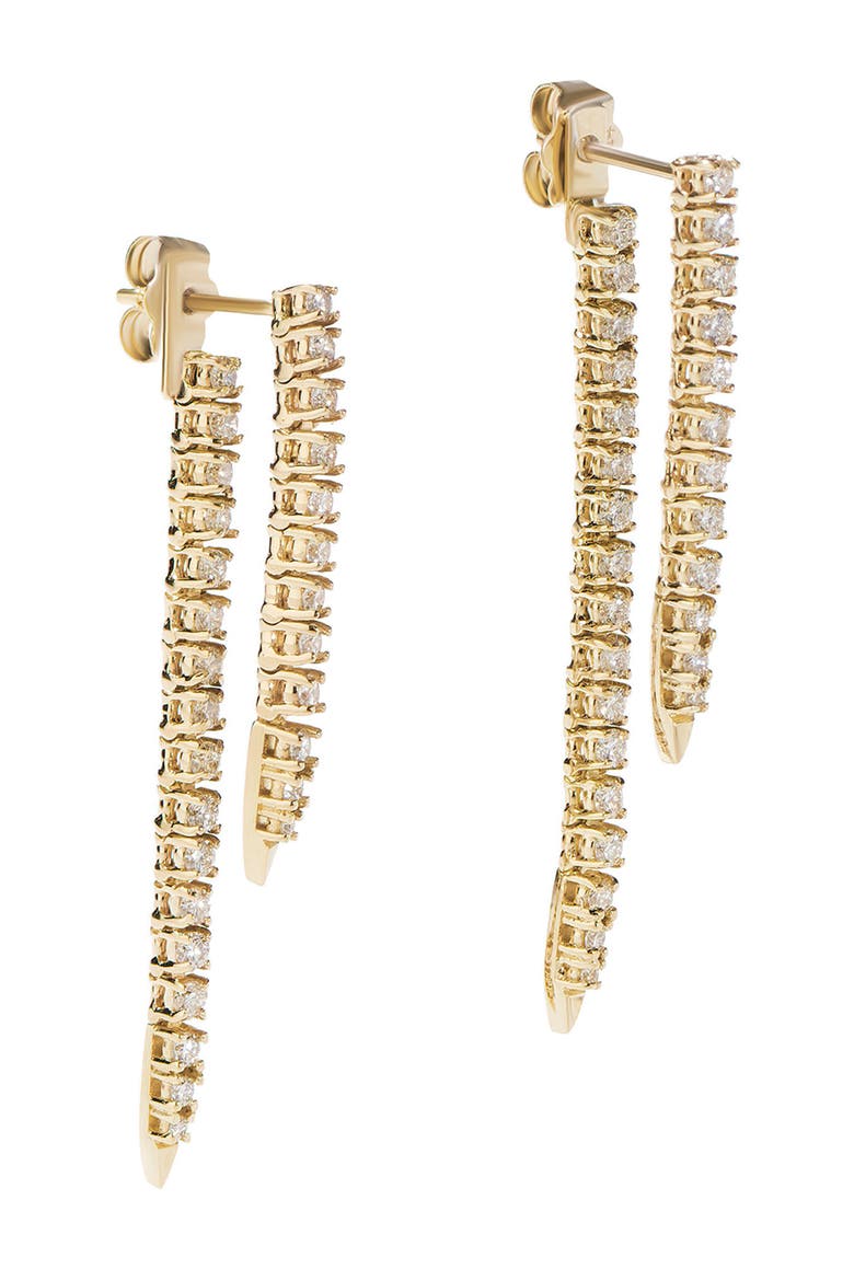 Diamond Linear Front-Back Earrings, Main, color, YELLOW GOLD