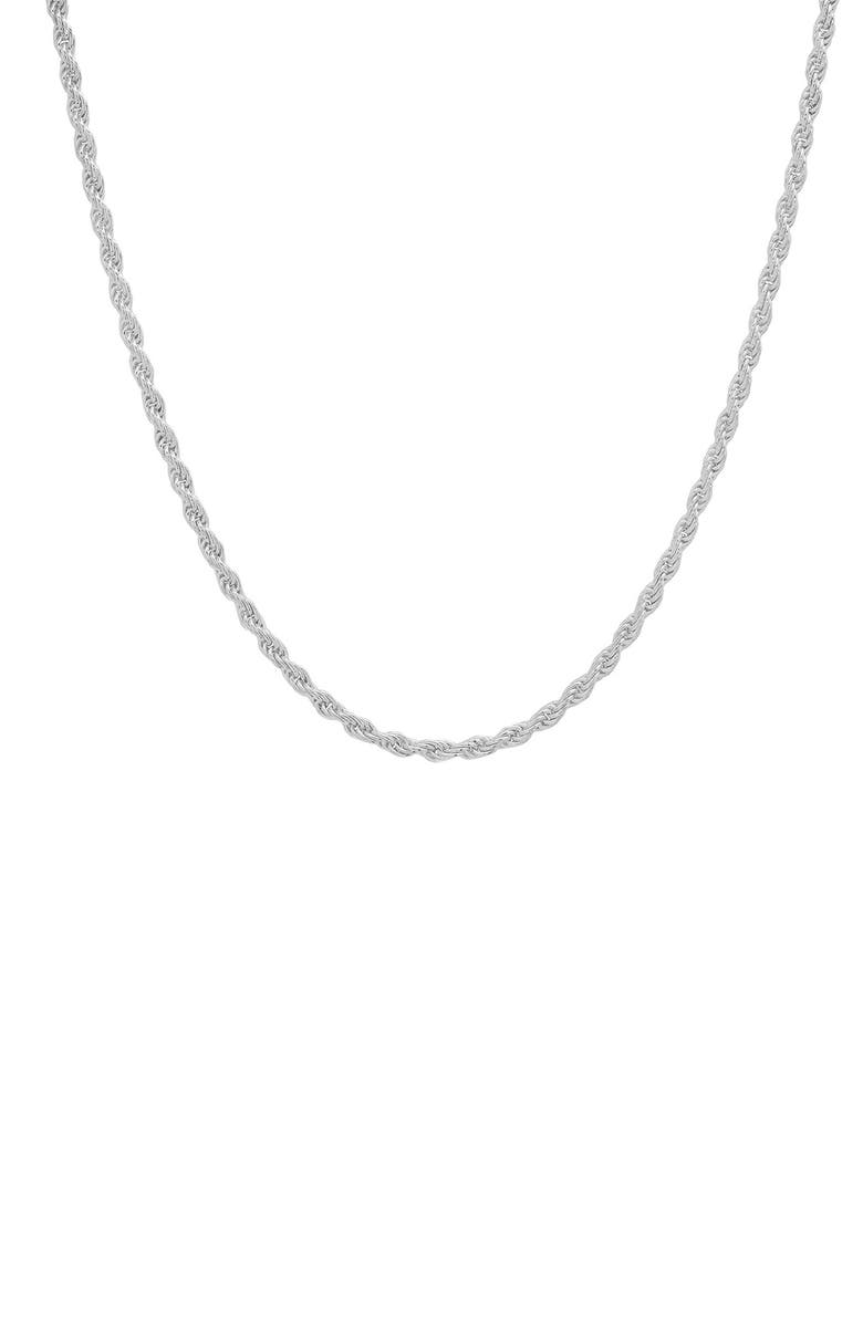 Queen Jewels Sterling Silver Italian Rope Chain Necklace, Main, color, Silver