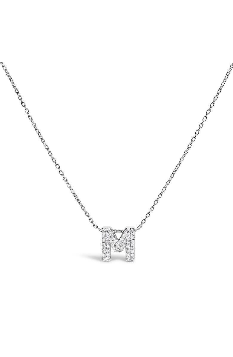 Haus of Brilliance 10K Gold Diamond Accent "A-Z" Initial Bubble Pendant Necklace, Main, color, White | M