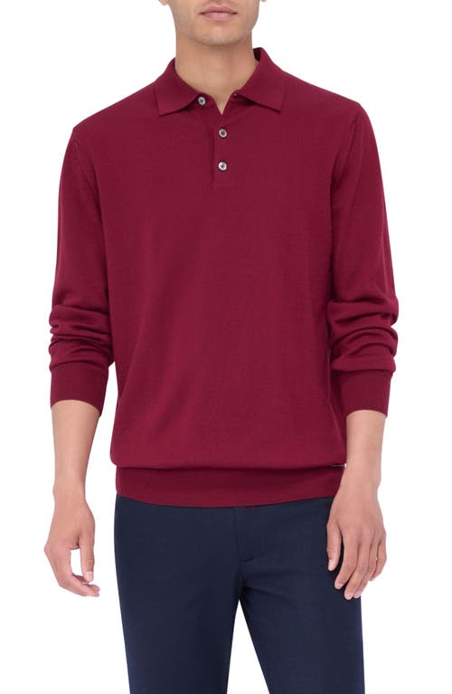 Bugatchi Merino Wool Polo Sweater in Burgundy 