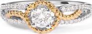 Haus of Brilliance 14K Two-Toned Gold Diamond 3/8 Cttw Diamond Split Shank and Halo Engagement Ring