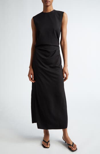 【TOTEME】Fluid tie-waist dress Toteme Ruched Sleeveless Tie-Waist Fluid Maxi Dress | Neiman