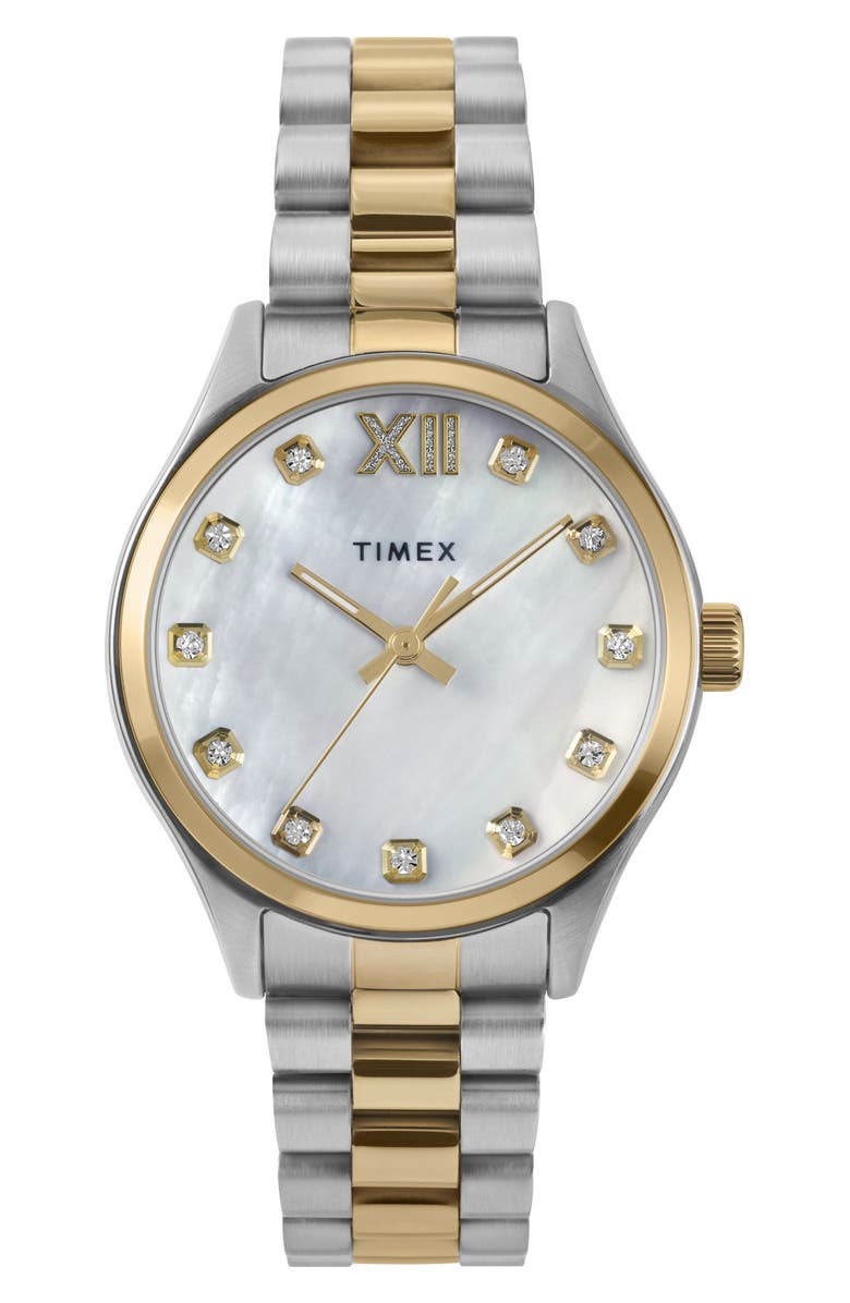 Timex<sup>®</sup> Legacy Two-Tone Bracelet Watch, 34mm, Main, color,