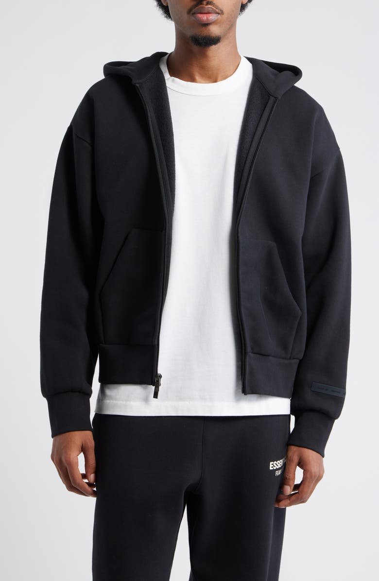 Fear of God Essentials Classic Fleece Zip Hoodie, Main, color, Vintage Black