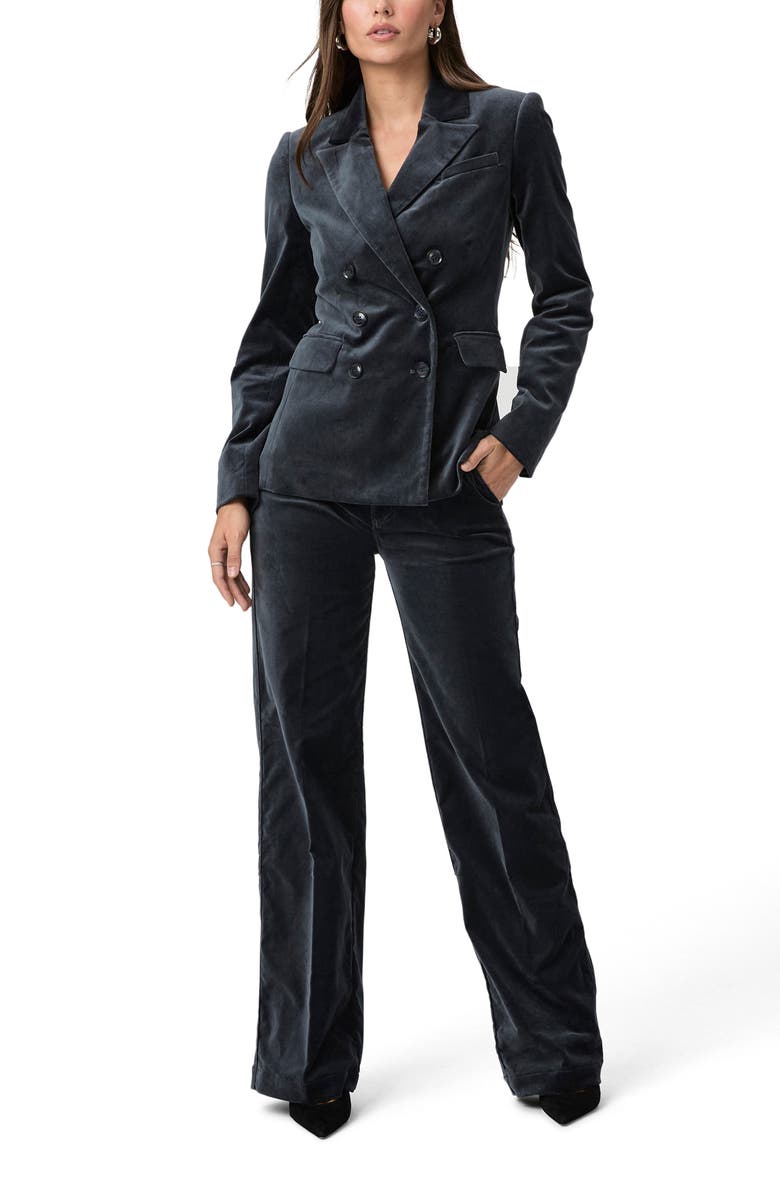 PAIGE Malbec Double Breasted Velveteen Blazer, Alternate, color, Calico Blue