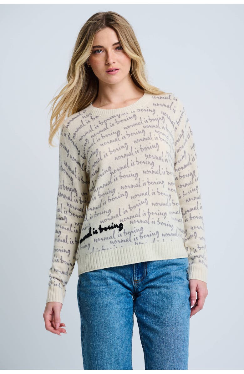 Lisa Todd Normal Is Boring Cashmere Sweater, Main, color, Winter White